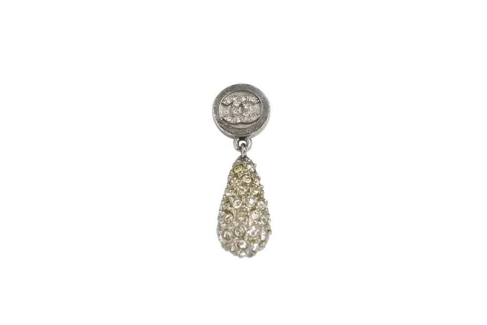 極美品 CHANEL シャネル ピアス 両耳 アクセサリー ココマーク 21B刻印 ラインストーン 5.4g メタル シルバー 中古 4b001375