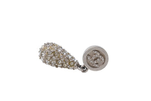 Very Good Condition CHANEL Earrings Both Ear Accessories Coco Mark 21B Engraved Rhinestone 5.4g Metal Silver Used 4b001375