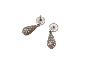 Very Good Condition CHANEL Earrings Both Ear Accessories Coco Mark 21B Engraved Rhinestone 5.4g Metal Silver Used 4b001375