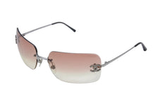 Load image into Gallery viewer, CHANEL シャネル リムレス サングラス 4017-D c.124/89 サイズ62□17 120 ココマーク ラインストーン ブラウン系 美品 中古 4b001377