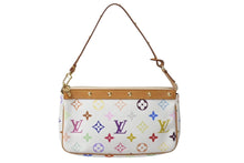 画像をギャラリービューアに読み込む, 極美品 LOUIS VUITTON ルイヴィトン モノグラム マルチカラー ポシェット アクセソワール アクセサリーポーチ M92649 村上隆 ホワイト 中古 4b001382