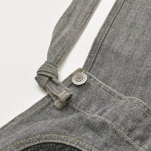 極美品 ROCAWEAR ロカウェア オーバーオール ヴィンテージ デニムオーバーオール サイズXL グレー ベージュ 中古 4b013822