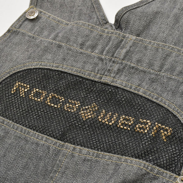極美品 ROCAWEAR ロカウェア オーバーオール ヴィンテージ デニムオーバーオール サイズXL グレー ベージュ 中古 4b013822
