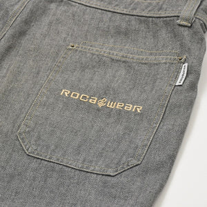 極美品 ROCAWEAR ロカウェア オーバーオール ヴィンテージ デニムオーバーオール サイズXL グレー ベージュ 中古 4b013822