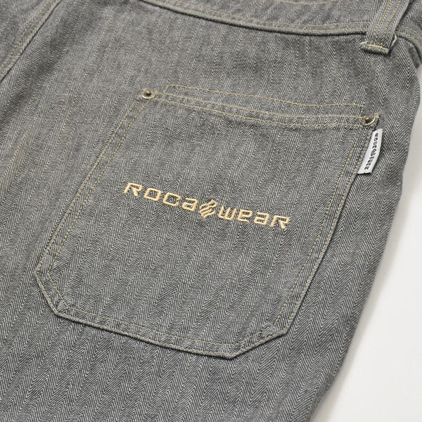 極美品 ROCAWEAR ロカウェア オーバーオール ヴィンテージ デニムオーバーオール サイズXL グレー ベージュ 中古 4b013822