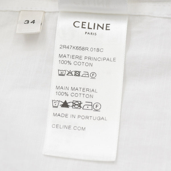 CELINE 23SS Painter Shirt Dress 2R47K658R Size 34 Triomphe Embroidery White Ladies Good Condition Used 4b013824