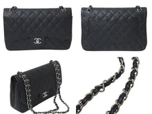 Load image into Gallery viewer, 極美品 CHANEL シャネル デカマトラッセ30 Wフラップ Wチェーン ショルダーバッグ 15番台 キャビアスキン ブラック シルバー金具 中古 4b001384