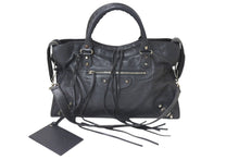 Load image into Gallery viewer, BALENCIAGA バレンシアガ The City ザシティ トートバッグ ハンドバッグ レザー グレー シルバー金具 美品 中古 4b001388