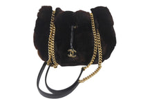 Load image into Gallery viewer, 極美品 CHANEL シャネル チェーン ショルダーバッグ ハンドバッグ 10番台 ラパンファー レザー ブラウン ブラック ゴールド 中古 4b001391