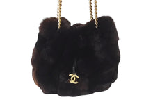Load image into Gallery viewer, 極美品 CHANEL シャネル チェーン ショルダーバッグ ハンドバッグ 10番台 ラパンファー レザー ブラウン ブラック ゴールド 中古 4b001391