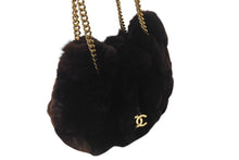 Load image into Gallery viewer, 極美品 CHANEL シャネル チェーン ショルダーバッグ ハンドバッグ 10番台 ラパンファー レザー ブラウン ブラック ゴールド 中古 4b001391