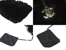 Load image into Gallery viewer, 極美品 CHANEL シャネル チェーン ショルダーバッグ ハンドバッグ 10番台 ラパンファー レザー ブラウン ブラック ゴールド 中古 4b001391