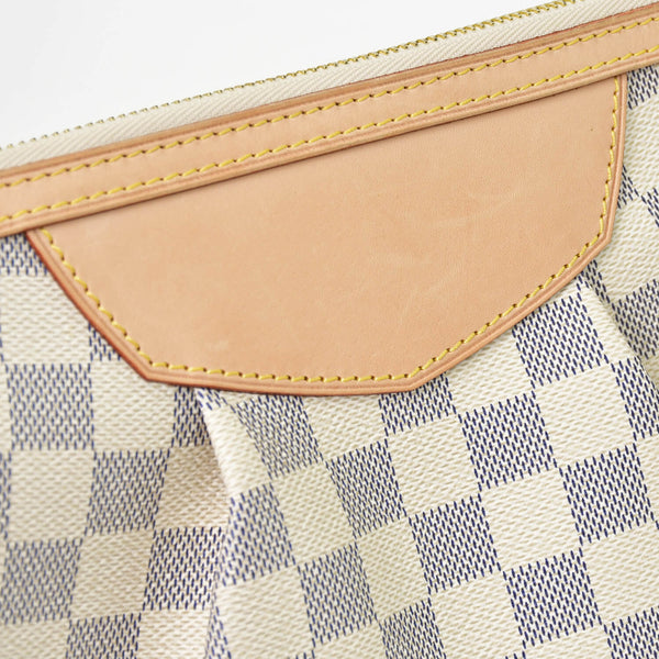 Very Good Condition LOUIS VUITTON Syracuse PM Shoulder Bag N41113 Damier Azur Canvas White Beige Used 4b013933