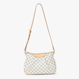 Very Good Condition LOUIS VUITTON Syracuse PM Shoulder Bag N41113 Damier Azur Canvas White Beige Used 4b013933