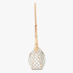 Very Good Condition LOUIS VUITTON Syracuse PM Shoulder Bag N41113 Damier Azur Canvas White Beige Used 4b013933