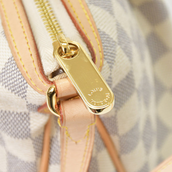 Very Good Condition LOUIS VUITTON Syracuse PM Shoulder Bag N41113 Damier Azur Canvas White Beige Used 4b013933