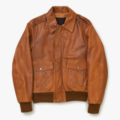 Martin Margiela Leather Flight Jacket Men's Outerwear Color 30 AM024 Brown Good Condition Used 4b014003