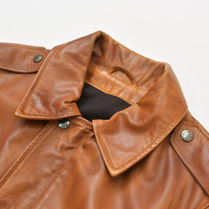 Martin Margiela Leather Flight Jacket Men's Outerwear Color 30 AM024 Brown Good Condition Used 4b014003