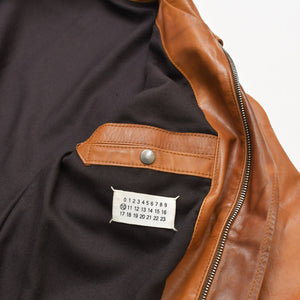 Martin Margiela Leather Flight Jacket Men's Outerwear Color 30 AM024 Brown Good Condition Used 4b014003