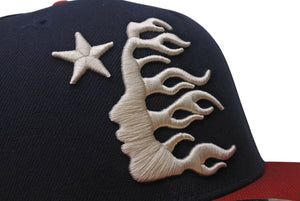 極美品 Hellstar ヘルスター BaseballCap ベースボールキャップ 帽子 CHINA製 ネイビー ホワイト レッド サイズ7 1/2 中古 4b001416
