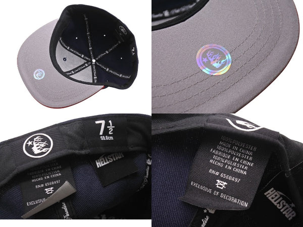 極美品 Hellstar ヘルスター BaseballCap ベースボールキャップ 帽子 CHINA製 ネイビー ホワイト レッド サイズ7 1/2 中古 4b001416