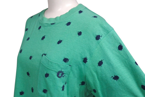 GOOD ENOUGH G Logo Pocket T-shirt Logo 90s Paint all over pattern Green Size M Cotton Good Condition Used 4b001423