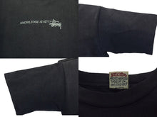 画像をギャラリービューアに読み込む, OLD STUSSY オールドステューシー VINTAGE ヴィンテージ 90's 半袖Tシャツ サイズS 鍵モチーフ サンフェード ネイビー系 良品 中古 4b001431
