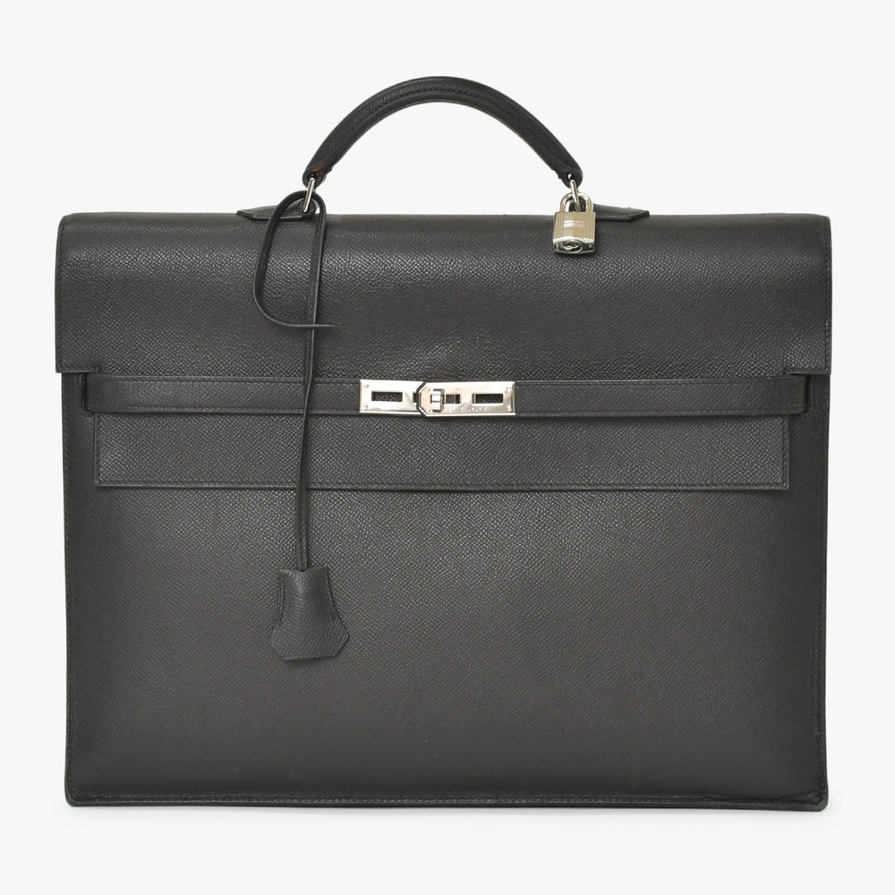 HERMES エルメス Kelly Dépêches 38 ケリーデペッシュ 38 ブリーフケース ヴォーエプソン ブラック ◻︎L刻印 SV金具 2008年製 美品 中古 4a001433