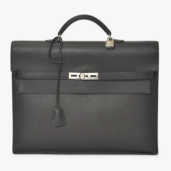 HERMES エルメス Kelly Dépêches 38 ケリーデペッシュ 38 ブリーフケース ヴォーエプソン ブラック ◻︎L刻印 SV金具 2008年製 美品 中古 4a001433