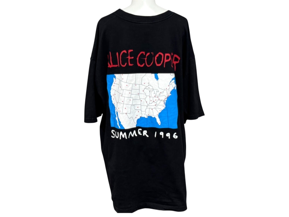 Very Good Condition ALICE COOPER VINTAGE Vintage 1996 SUMMER TOUR Short Sleeve T-Shirt Size XL Print Black Used 4b001433