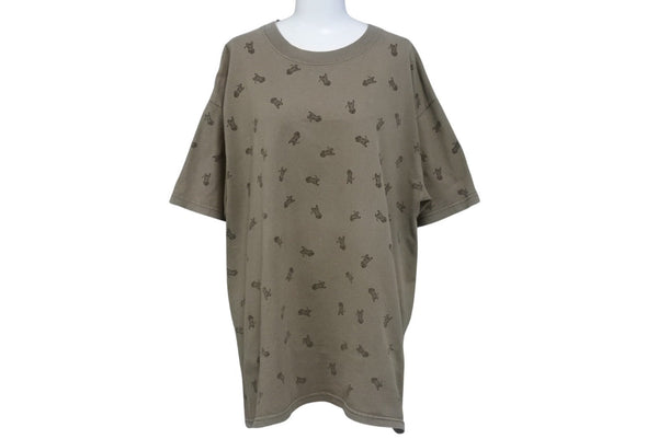 GOOD ENOUGH Dog All Over Pattern Short Sleeve T-Shirt Dog 90s Brown Back Patch Cotton Good Condition Used 4b001440