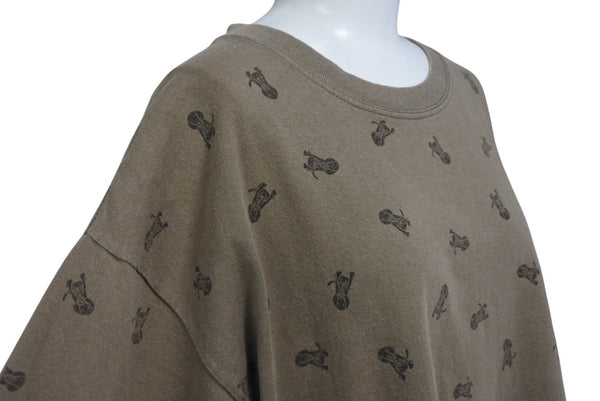 GOOD ENOUGH Dog All Over Pattern Short Sleeve T-Shirt Dog 90s Brown Back Patch Cotton Good Condition Used 4b001440