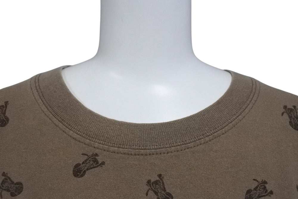 GOOD ENOUGH グッドイナフ ドッグ 総柄 半袖Tシャツ 犬 90s ブラウン 背面パッチ コットン 美品 中古 4b001440