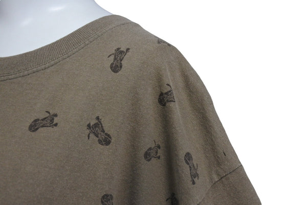 GOOD ENOUGH Dog All Over Pattern Short Sleeve T-Shirt Dog 90s Brown Back Patch Cotton Good Condition Used 4b001440