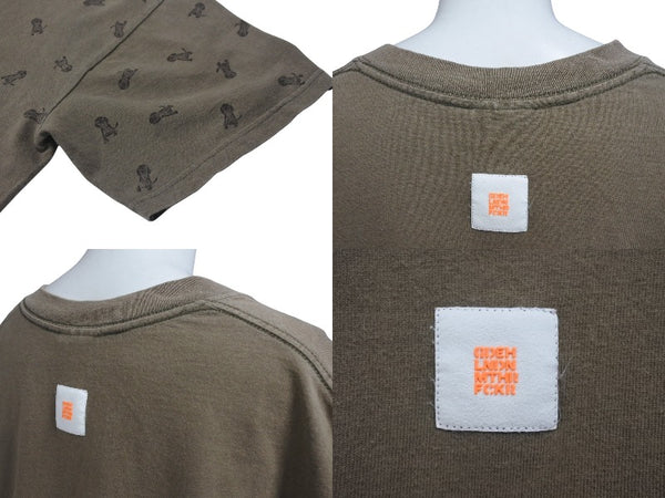 GOOD ENOUGH Dog All Over Pattern Short Sleeve T-Shirt Dog 90s Brown Back Patch Cotton Good Condition Used 4b001440
