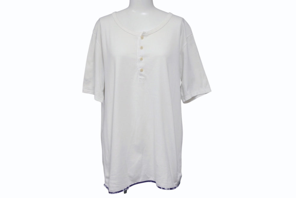 VISVIM DOUBLE SCOOP HENLEY Henley neck short sleeve T-shirt 0112105009007 White Size 3 Good Condition Used 4b001442