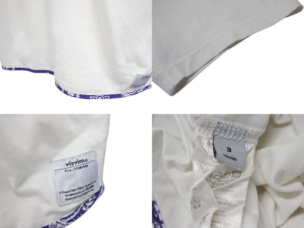 VISVIM DOUBLE SCOOP HENLEY Henley neck short sleeve T-shirt 0112105009007 White Size 3 Good Condition Used 4b001442