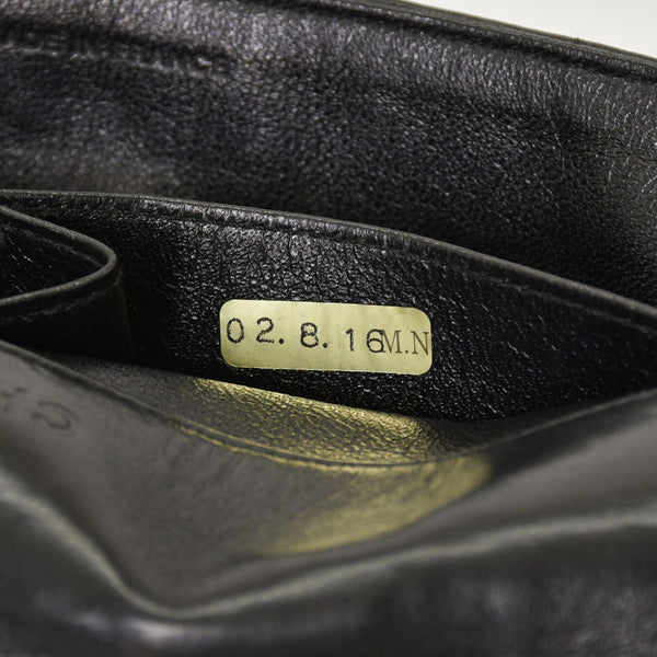 Very Good Condition CHANEL Chocolate Bar Chain Shoulder Bag Lambskin Black x Gold Ladies No. 7 Used 4a001447