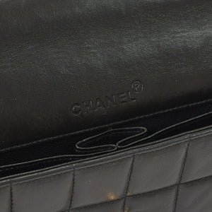 Very Good Condition CHANEL Chocolate Bar Chain Shoulder Bag Lambskin Black x Gold Ladies No. 7 Used 4a001447