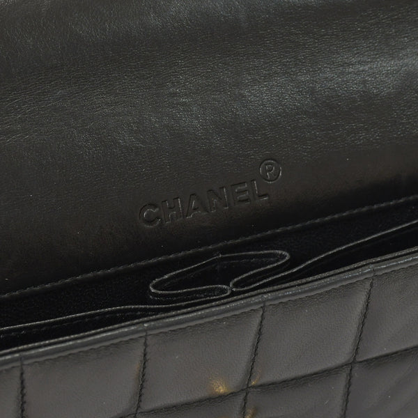 Very Good Condition CHANEL Chocolate Bar Chain Shoulder Bag Lambskin Black x Gold Ladies No. 7 Used 4a001447