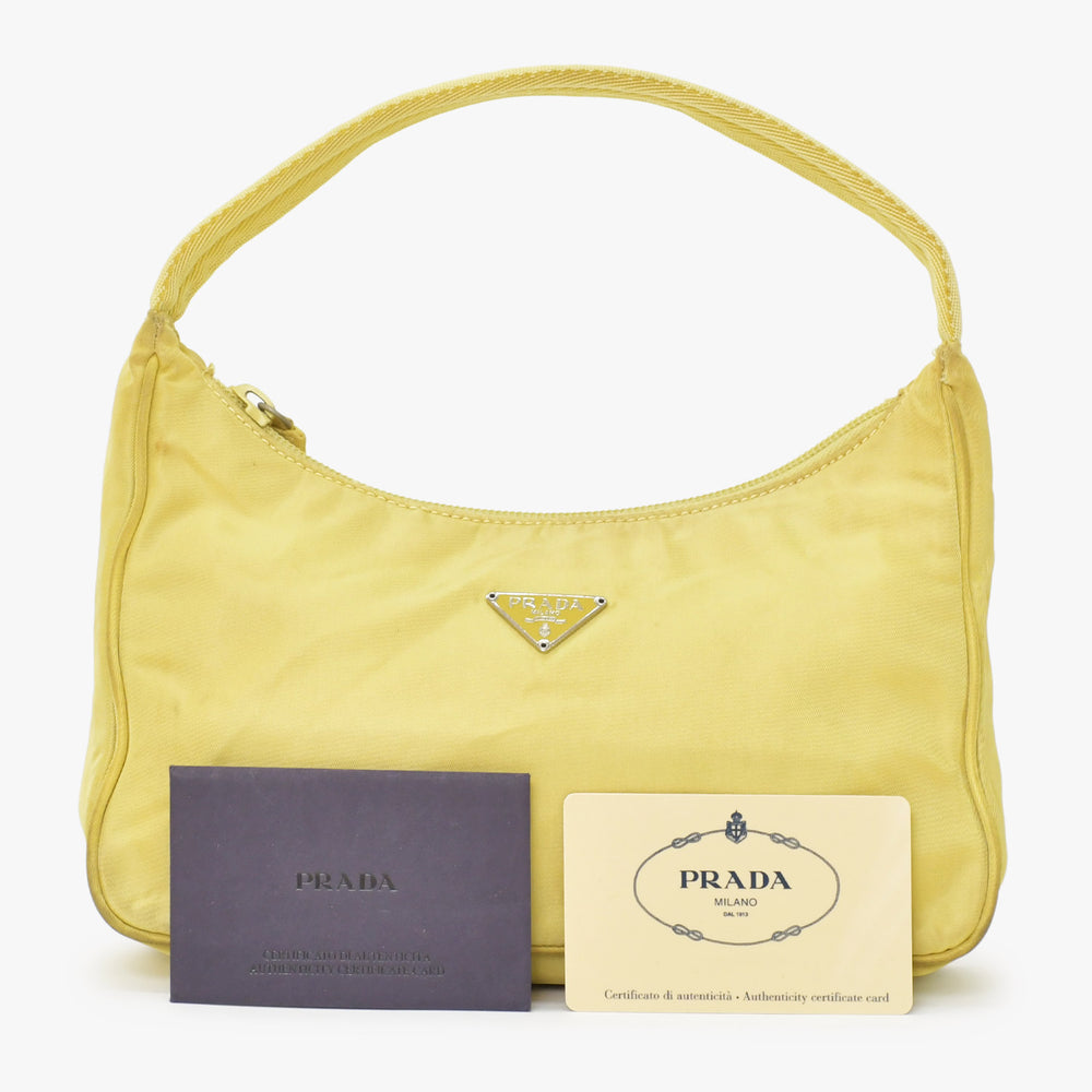 PRADA プラダ Hand Bag ハンドバッグ ミニハンドバッグ ポーチ ナイロン MV519 イエロー 美品 中古 4a001578