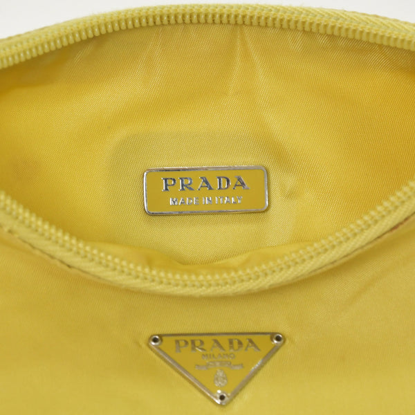 PRADA プラダ Hand Bag ハンドバッグ ミニハンドバッグ ポーチ ナイロン MV519 イエロー 美品 中古 4a001578