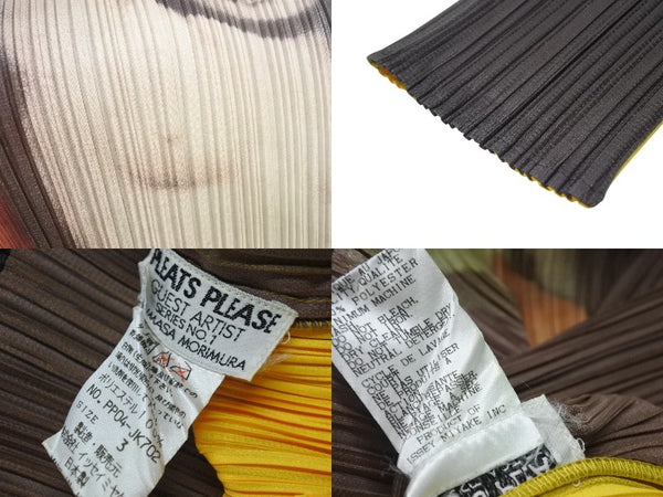 極美品 ISSEY MIYAKE イッセイミヤケ PLEATSPLEASE プリーツプリーズ カットソー PP04-JK702 サイズ3 森村泰昌 96AW ゲストアーティスト 中古 4b001591