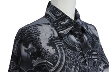 画像をギャラリービューアに読み込む, JEAN PAUL GAULTIER CLASSIQUE ジャンポールゴルチェ クラシック 中世柄 ジョーゼットブラウス シャツ ブラック サイズ40 美品 中古 4b001600
