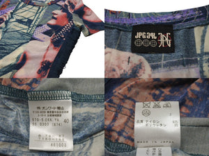 JEAN PAUL GAULTIER JPG Jean Paul Gaultier Paris Power Net Short Sleeve Tops Fringe All Over Pattern Navy Size 40 Good Condition Used 4b001602