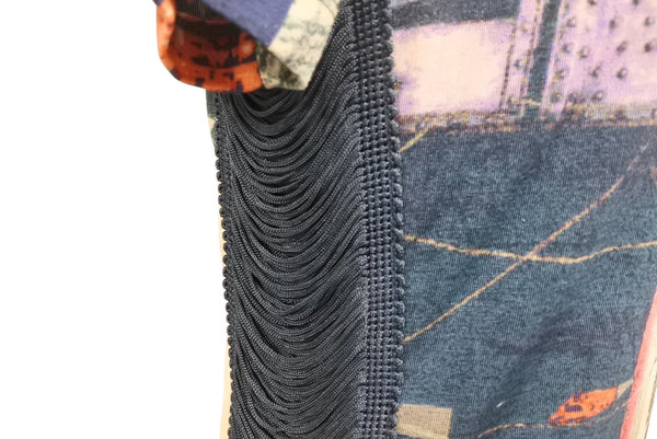 JEAN PAUL GAULTIER JPG Jean Paul Gaultier Paris Power Net Short Sleeve Tops Fringe All Over Pattern Navy Size 40 Good Condition Used 4b001602