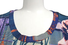 画像をギャラリービューアに読み込む, JEAN PAUL GAULTIER JPG ジャンポールゴルチエ パリス パワーネット 半袖トップス フリンジ 総柄 ネイビー サイズ40 美品 中古 4b001602