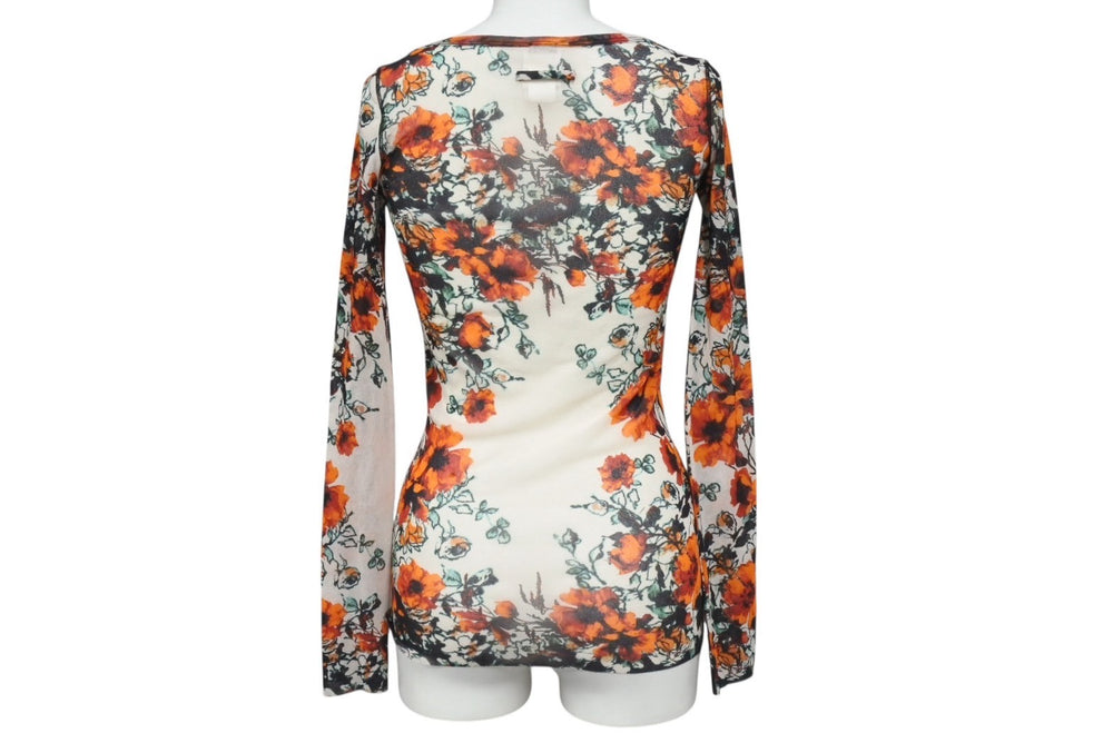 JEAN PAUL GAULTIER SOLEIL Jean Paul Gaultier Soleil Power Net Long Sleeve Tops Sheer Allover Pattern Size S Orange Good Condition Used 4b001603