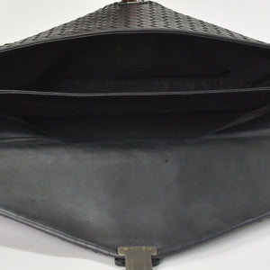 BOTTEGAVENETA ボッテガヴェネタ イントレチャート ビジネスバッグ ブリーフケース 113095 B03055888T ブラック フラップ 美品 中古 4a001606