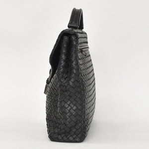 BOTTEGAVENETA ボッテガヴェネタ イントレチャート ビジネスバッグ ブリーフケース 113095 B03055888T ブラック フラップ 美品 中古 4a001606